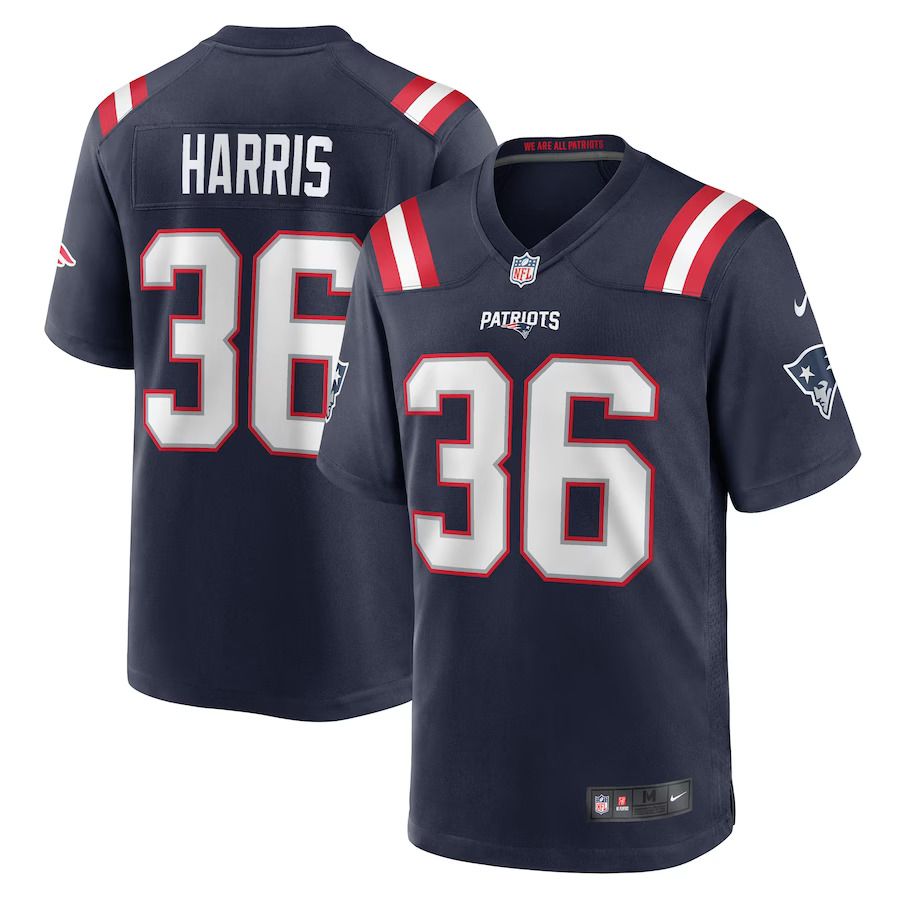 Men New England Patriots 36 Kevin Harris Nike Navy Game Player NFL Jersey